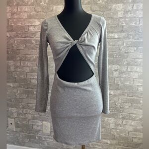 PrettyLittleThing Heather Gray Ribbed Dress